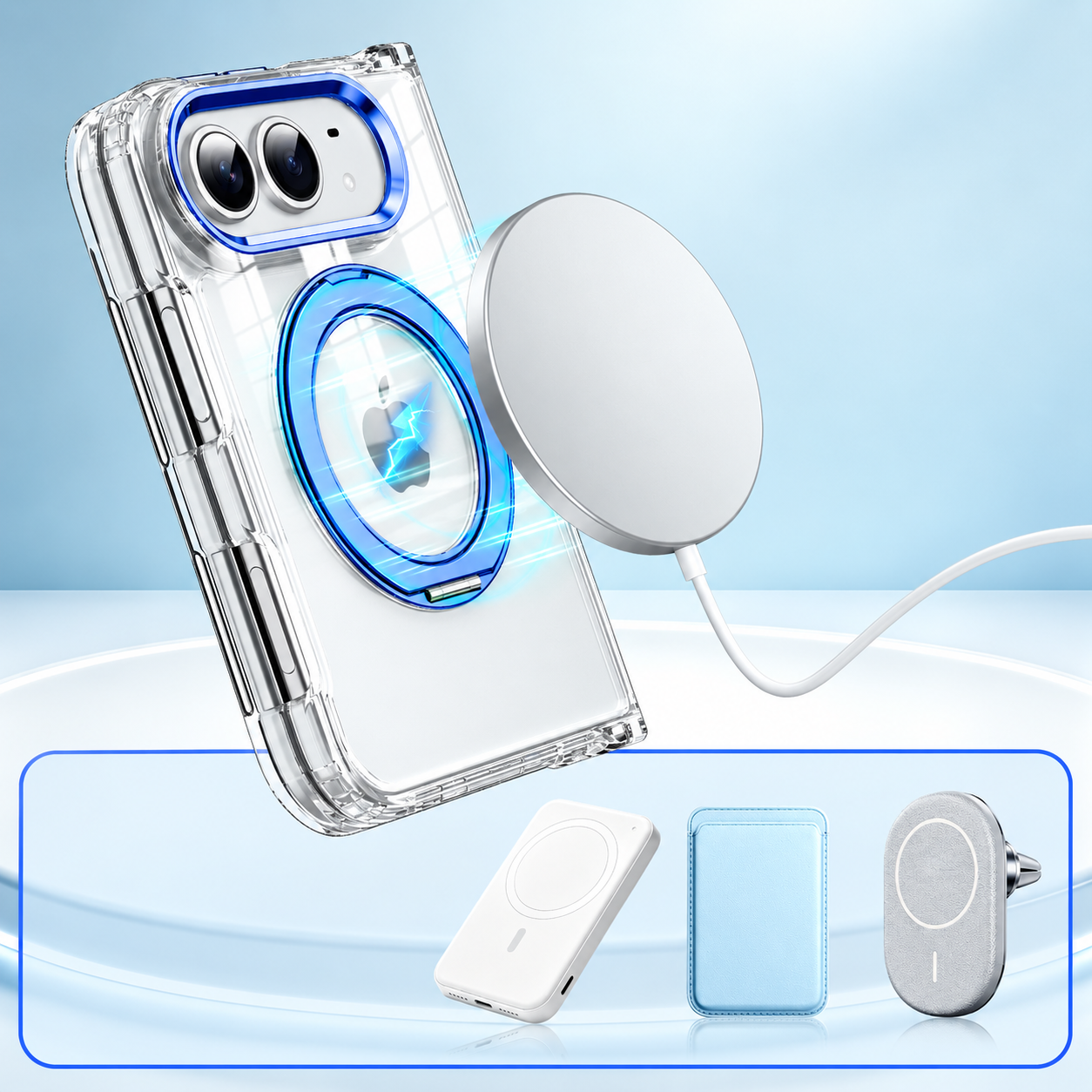 Apple iPhone Ultra Series Fold transparent folding magnetic rotating stand phone acrylic drop-proof protective case(Exclusive)