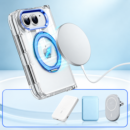 Apple iPhone Ultra Series Fold transparent folding magnetic rotating stand phone acrylic drop-proof protective case(Exclusive)