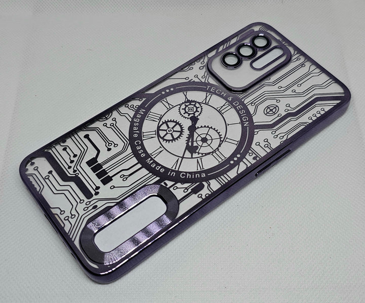 Oppo F19 pro plus Back Cover with CD Watch Machine Design soft