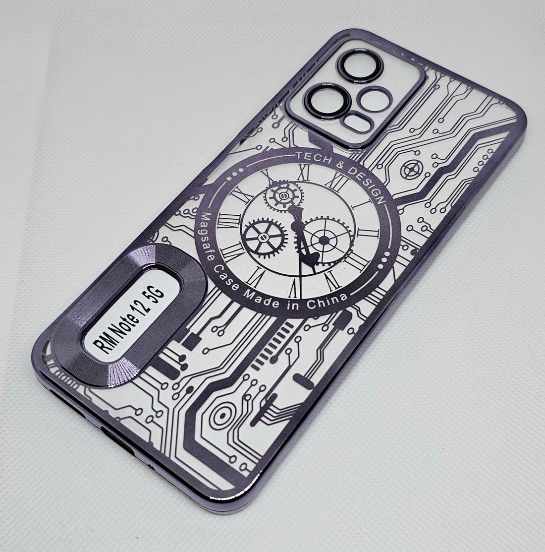 Mi Note 12 (5G) Mobile Back Cover with CD Watch Machine Design soft