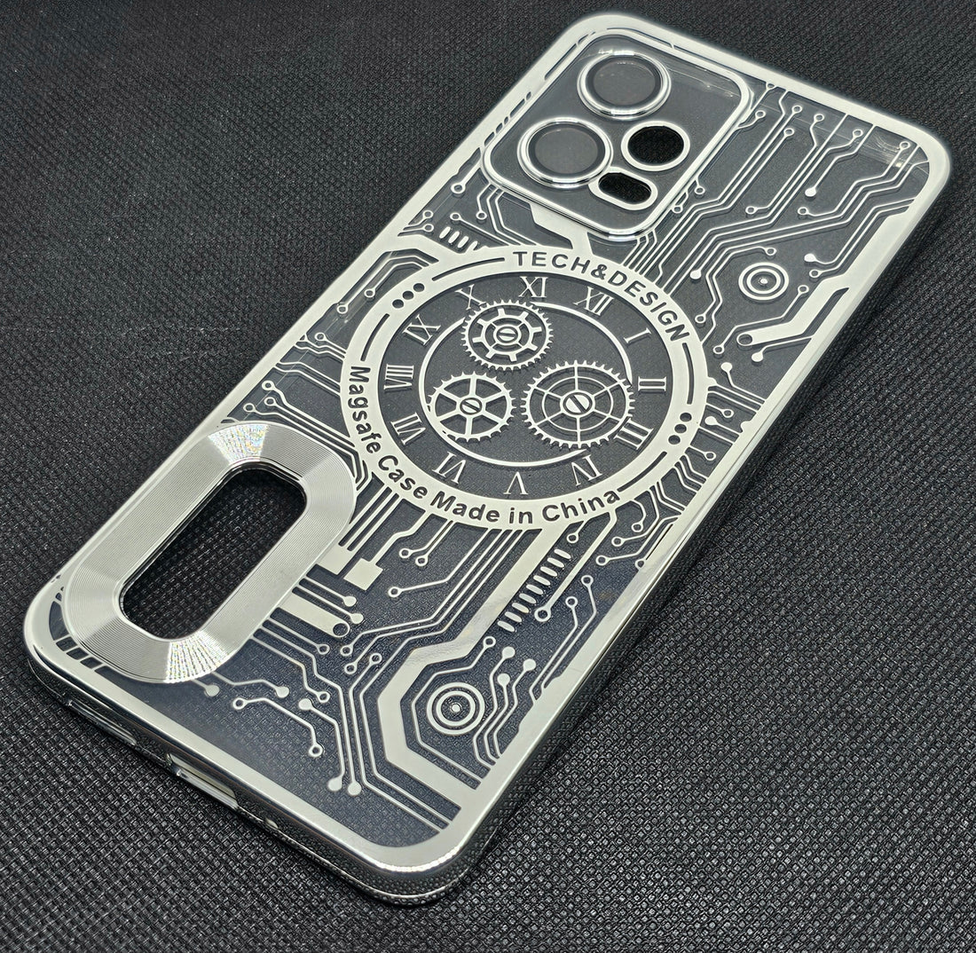 Mi Note 12 (5G) Mobile Back Cover with CD Watch Machine Design soft