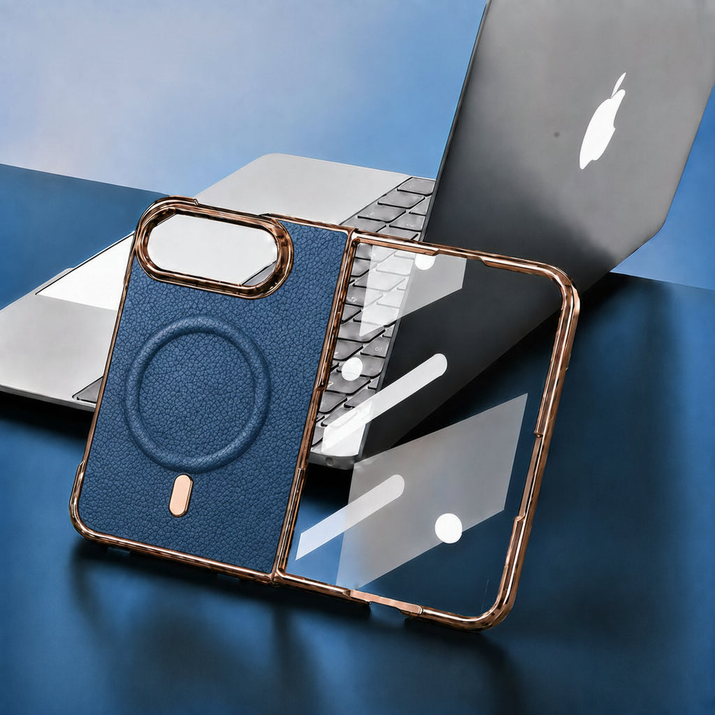 Apple Iphone Ultra electroplated magnetic folding screen lychee leather texture protective case (Exclusive)