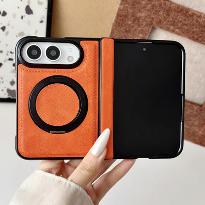 Apple iPhone Ultra Fold magnetic rotating stand, plain leather protective case (Exclusive)