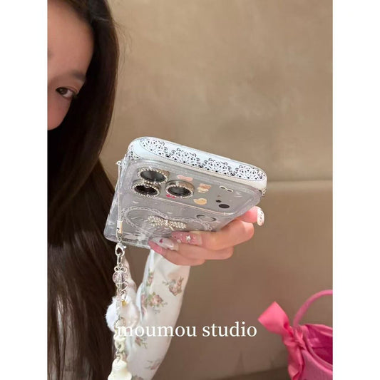 Apple Iphone Ins Korean Style Glitter Heart Bow Case (Exclusive)