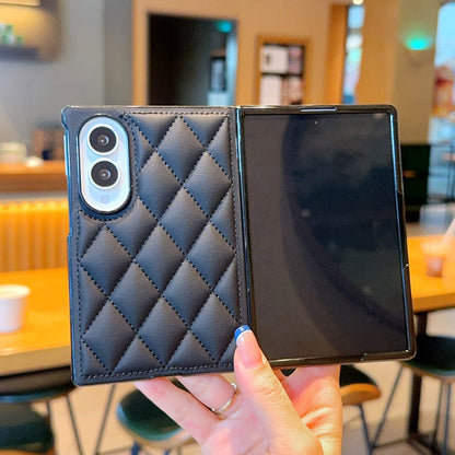 Samsung Fold premium leather stylish Chanel-style women's case (Exclusive)