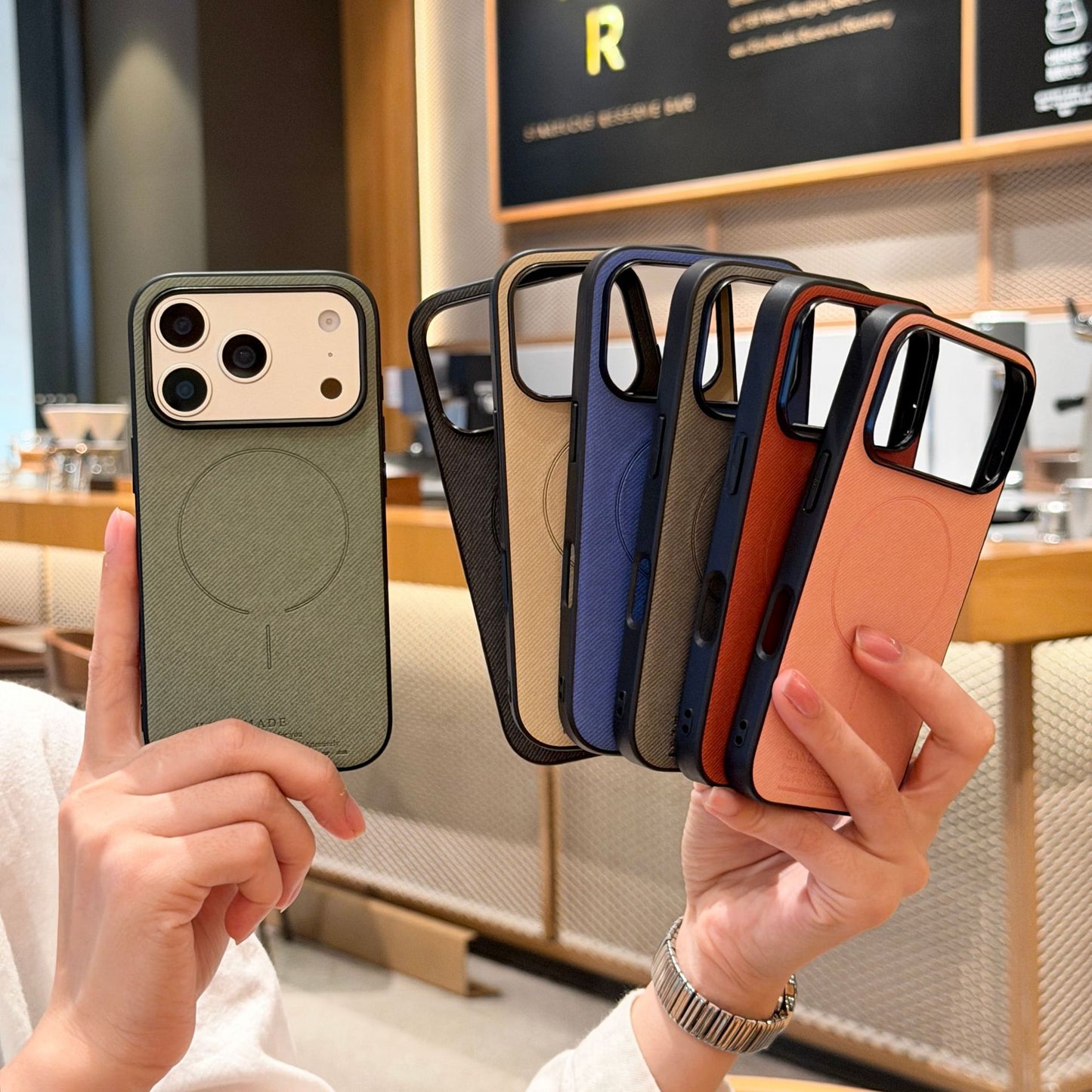 Apple Iphone series Pure Color Cloth Pattern Magnetic Air All-Inclusive Protective Case (Exclusive)