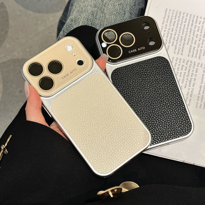 Apple Iphone New Large View Max Lychee Leather Textured Phone case  (Exclusive)