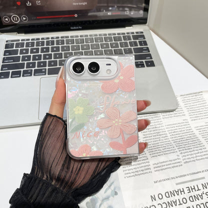 Apple Iphone Ultra ins style shell pattern flower full coverage drop protection foldable screen Case (Exclusive)