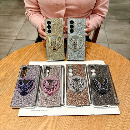 Samsung Fold Electroplated Diamond-Encrusted Butterfly Stand Folding Phone Case (Exclusive)