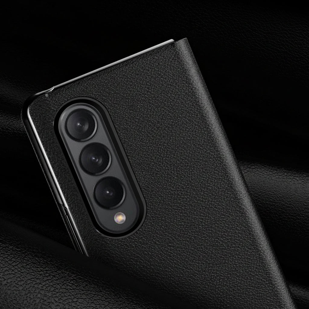 Samsung Z fold series covers With Leather Texture and Stand  (Exclusive)