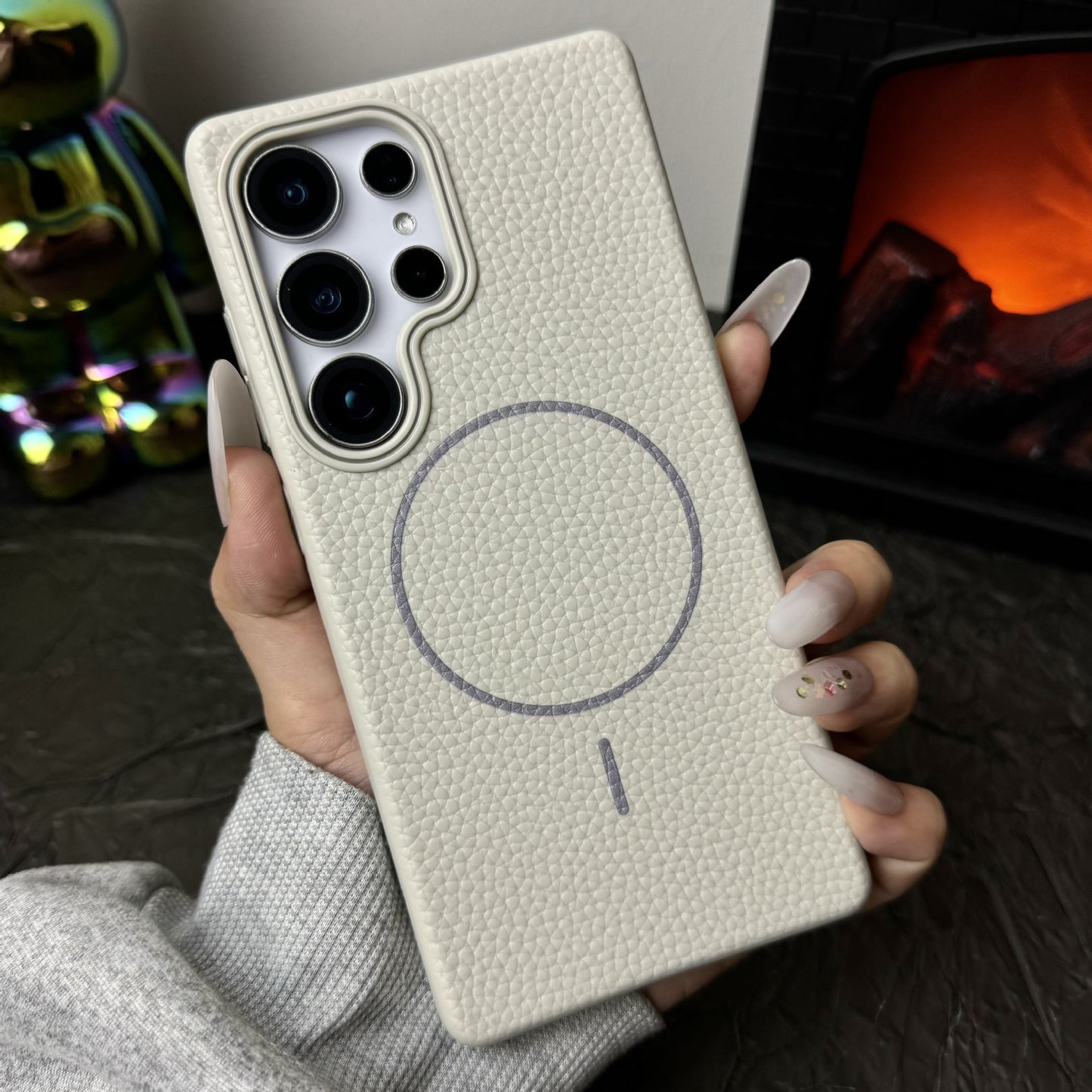 Samsung Ultra series Litchi Pattern Soft Shell Magnetic Case  (Exclusive)