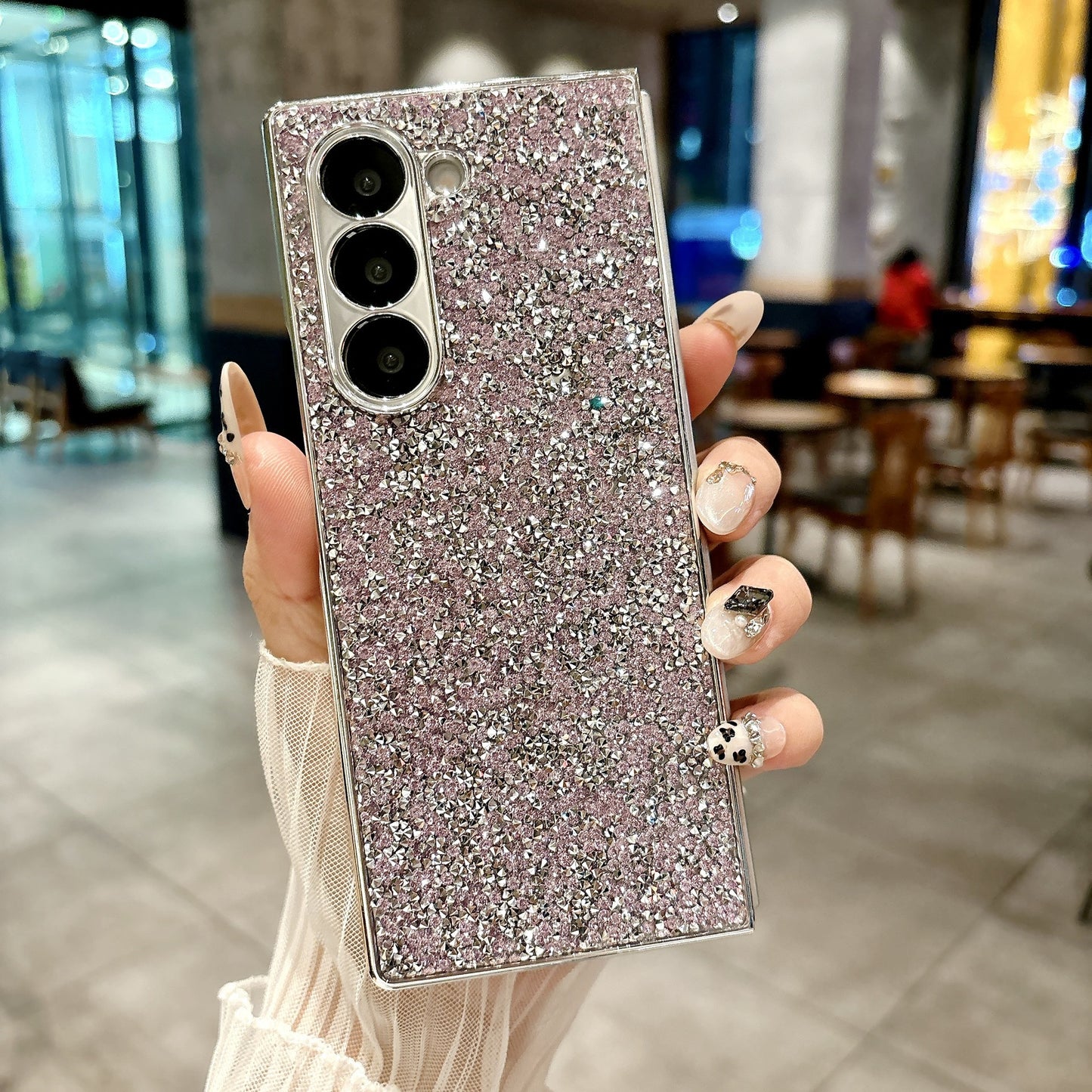 Samsung Fold series Electroplated Sparkling Glitter Large Diamond Folding Case (Exclusive)