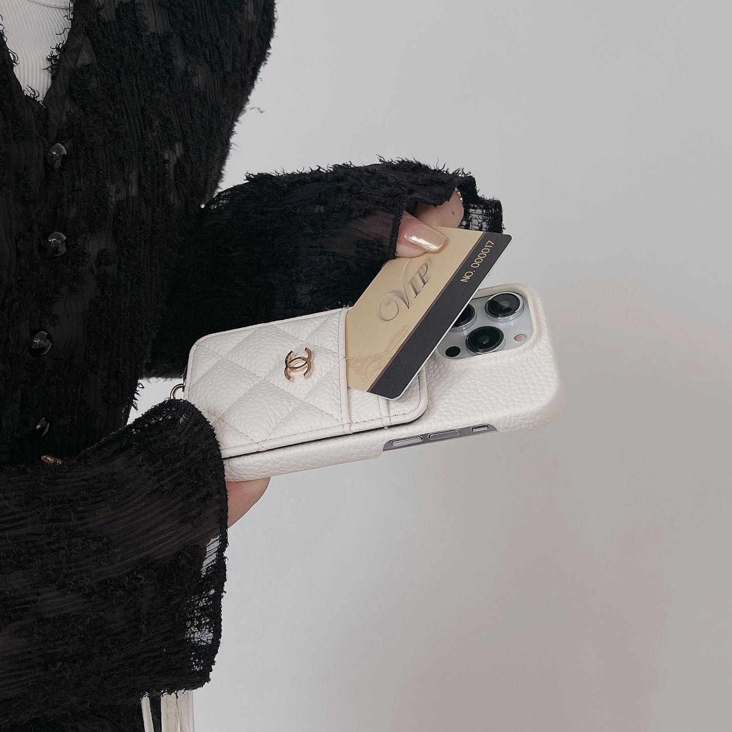 Apple Tweed Style Card Diagonal Leather Halter Case (Exclusive)
