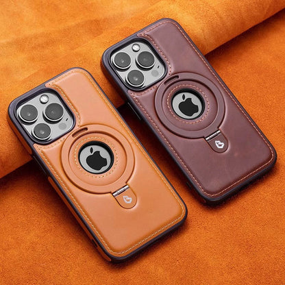 Apple Iphone Stand Phone Case, Business High-End Leather Anti-Fall Protective Case (Exclsuive)