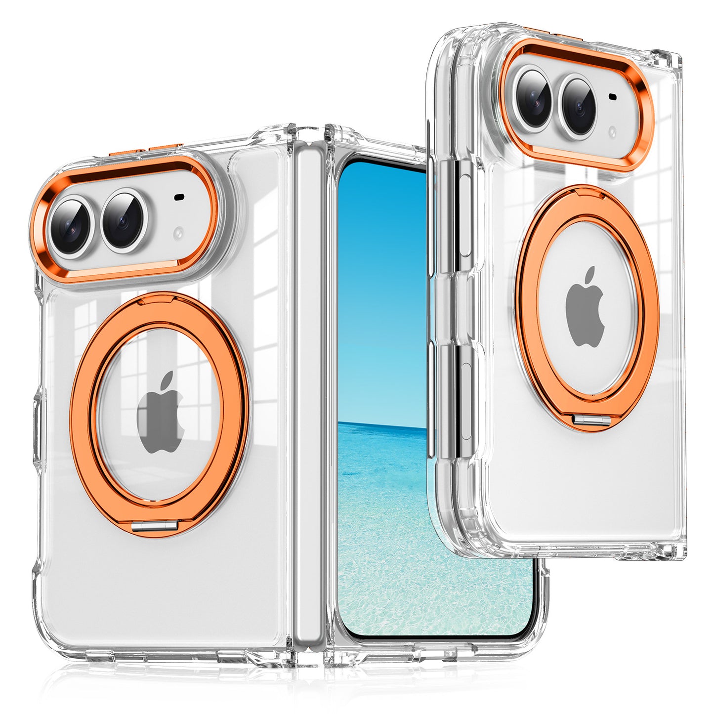 Apple iPhone Ultra Series Fold transparent folding magnetic rotating stand phone acrylic drop-proof protective case(Exclusive)