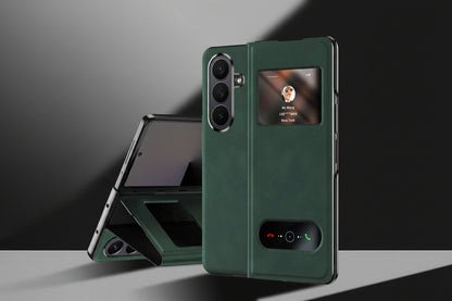 Samsung Fold Series Dual-Window Luxury Nappa Texture Magnetic Protective Case (Exclusive)