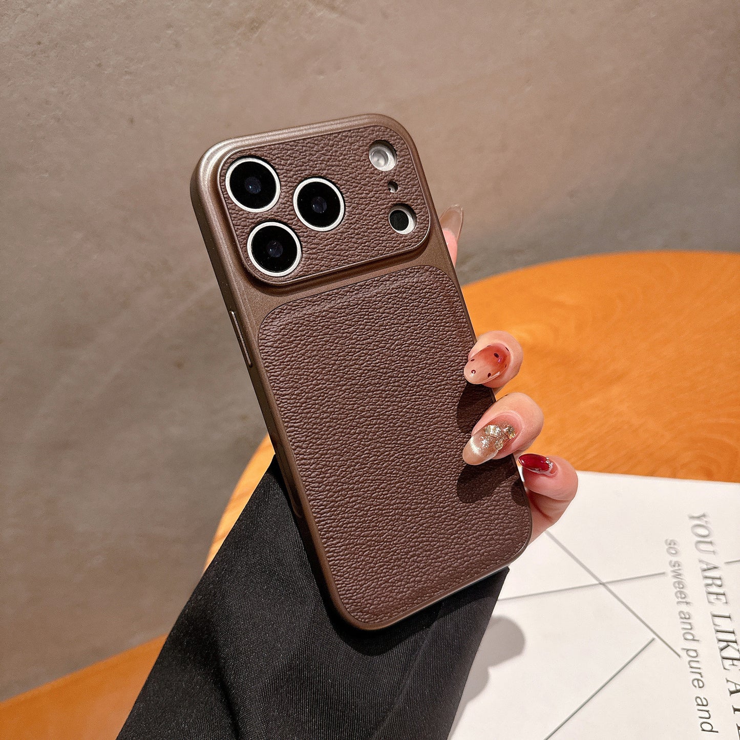Apple Iphone Intantly Transforms Into Large View Business Style Lychee Textured Phone Case  (Exclusive)