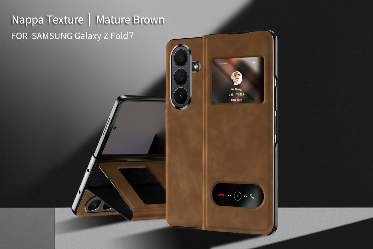Samsung Fold Series Dual-Window Luxury Nappa Texture Magnetic Protective Case (Exclusive)