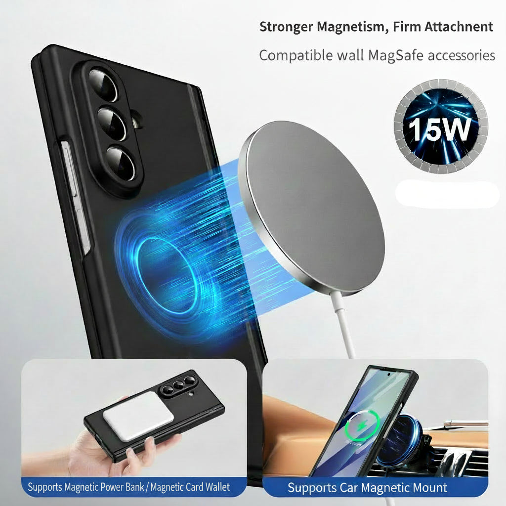 Samsung Z Fold series foldable with a skin-feel, thin magnetic closure and full coverage, including a central axis protective case (Exclusive)