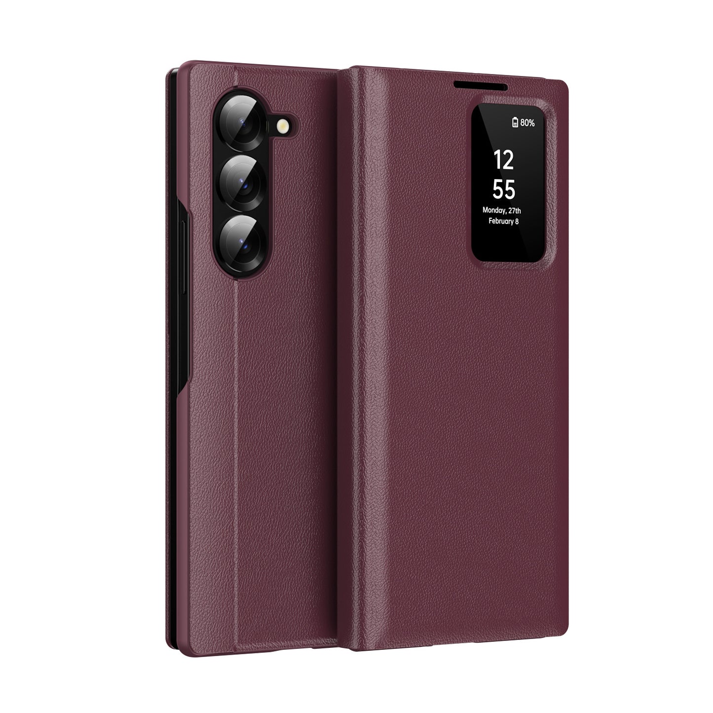 Samsung Fold Series Smart Window Card, Business Leather Case, Flip Cover, Anti-Fall Case (Exclusive)