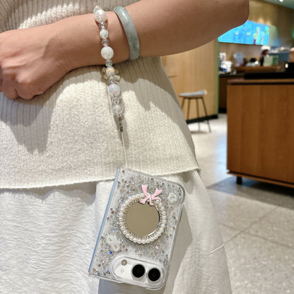 Apple Iphone Ultra series glittery phone case, mirror bow bracelet Case (Exclusive)