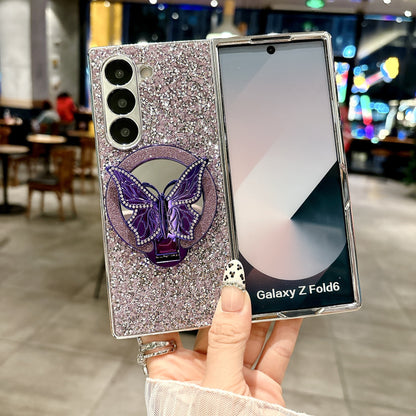 Samsung Fold Electroplated Diamond-Encrusted Butterfly Stand Folding Phone Case (Exclusive)