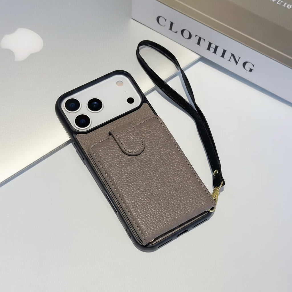 Apple Iphone series Casual card holder , Pebbled leather phone case ( Exclusive )