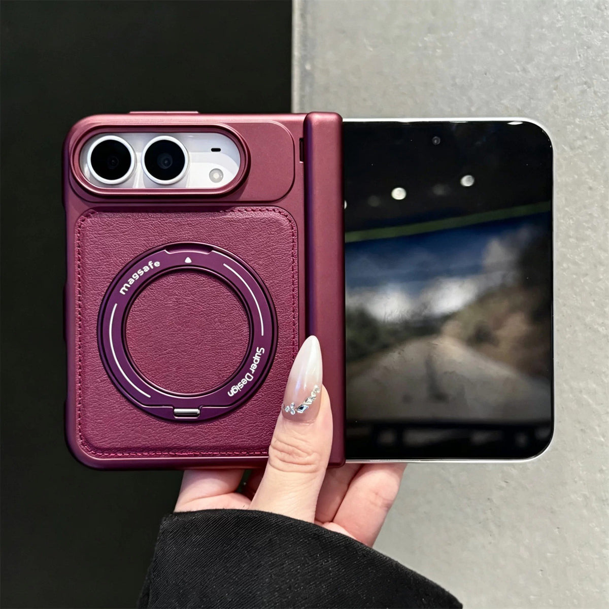 Apple iPhone Duo Business-style leather dual-axis design for drop protection Case (Exclusive)