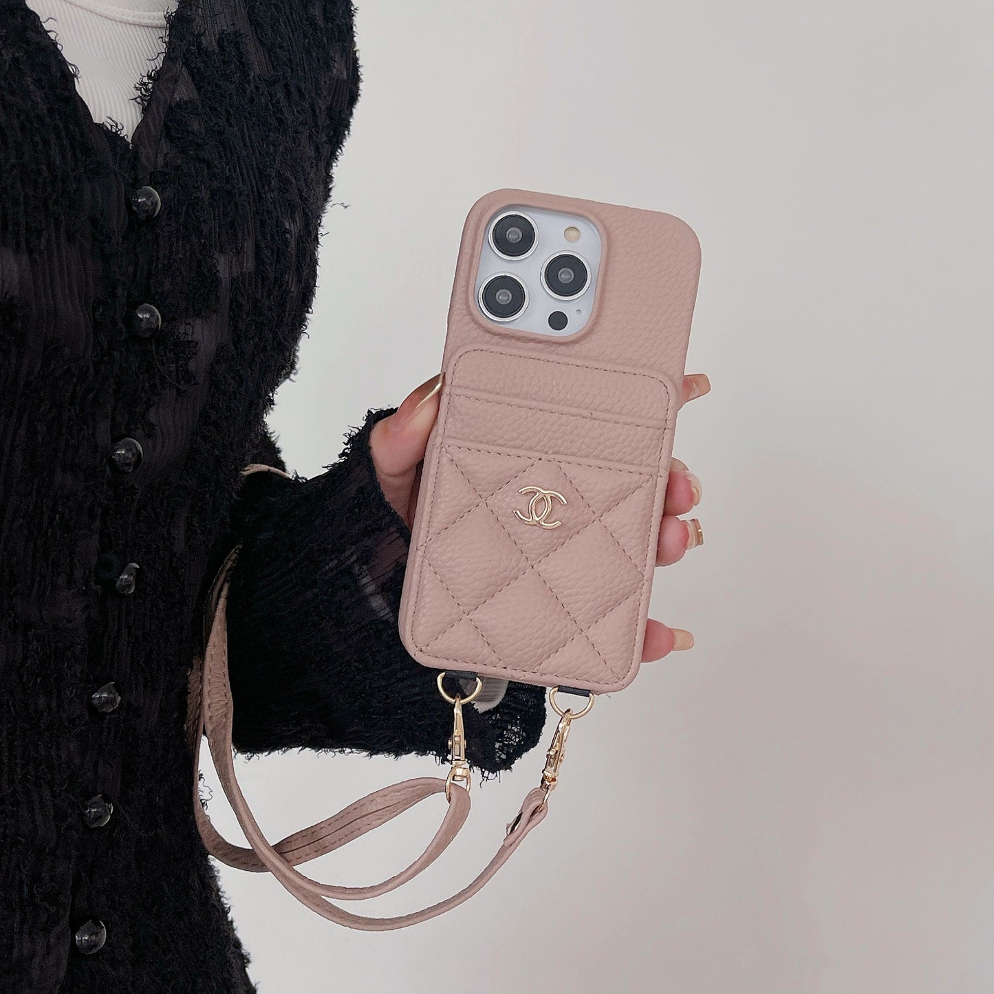 Apple Tweed Style Card Diagonal Leather Halter Case (Exclusive)