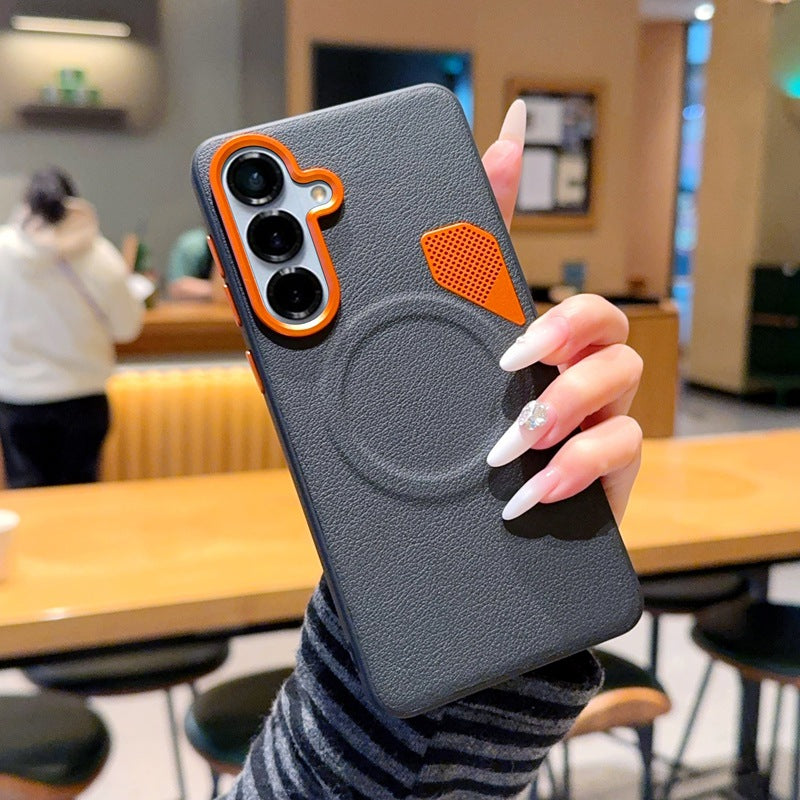 Samsung Ultra series Heat Dissipation and Breathability, Light Luxury Plain Leather Case (Exclusive)