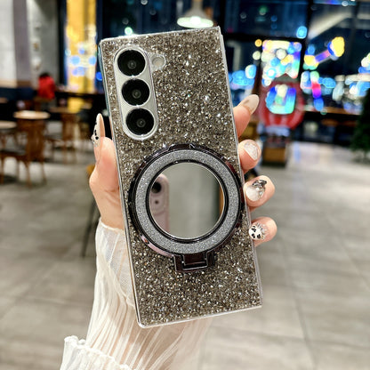 Samsung Fold Electroplated Flash Diamond Mirror Stand Folding Case (Exclusive)