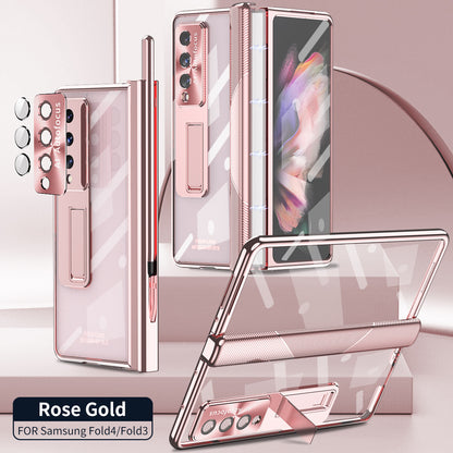 Samsung Fold Series Magnetic Hinge Folding Protective Case W22 Electroplated Lens Film Leather Case Suitable (Exclusive)