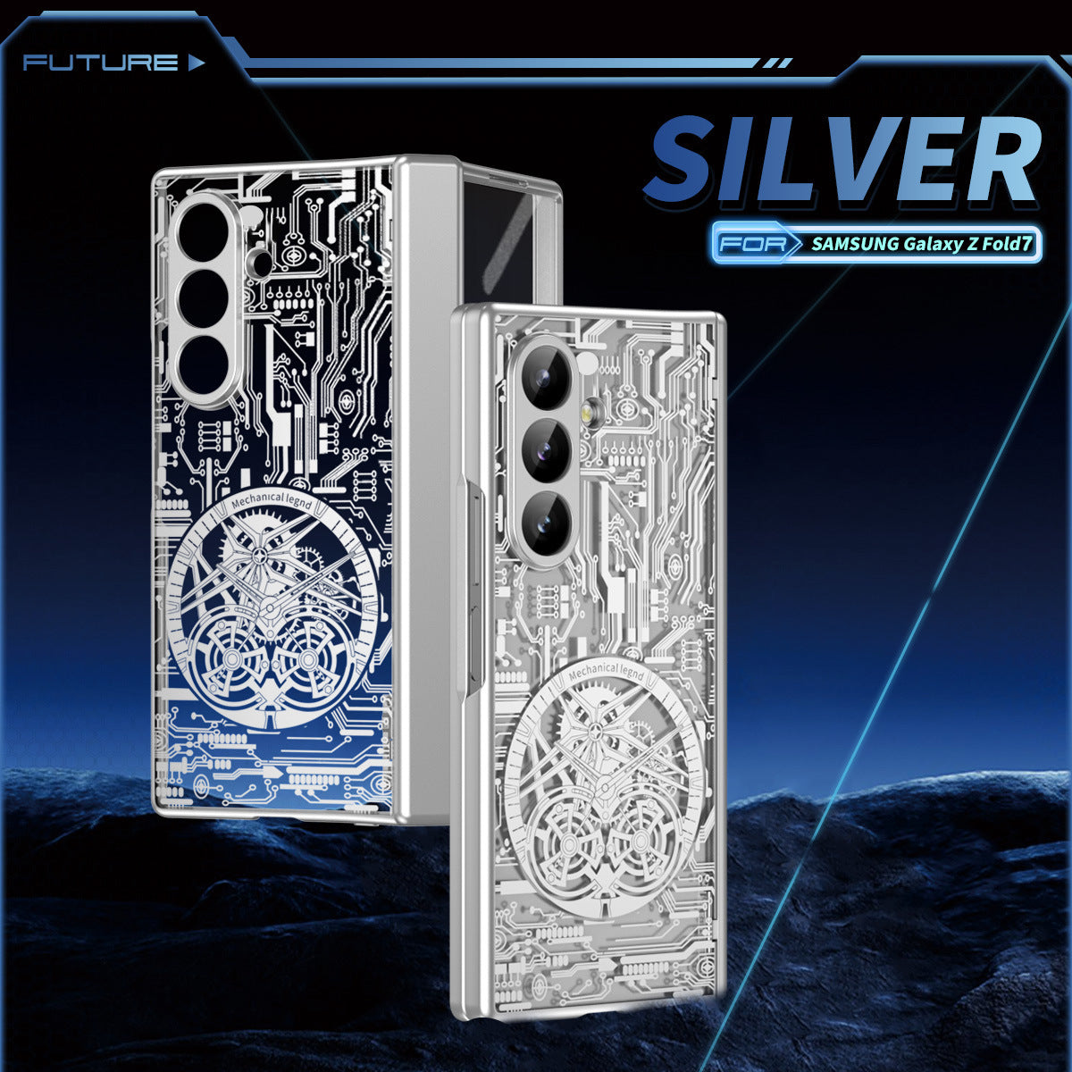 Samsung Z Fold Stacked Screen Electroplated Mechanical Gear Shell Film Cover  (Exclusive)