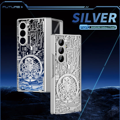 Samsung Z Fold Stacked Screen Electroplated Mechanical Gear Shell Film Cover  (Exclusive)