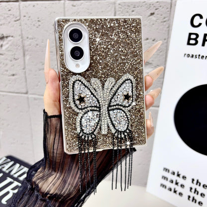 Samsung Fold & Flip series electroplated quicksand butterfly diamond folding Case (Exclusive)