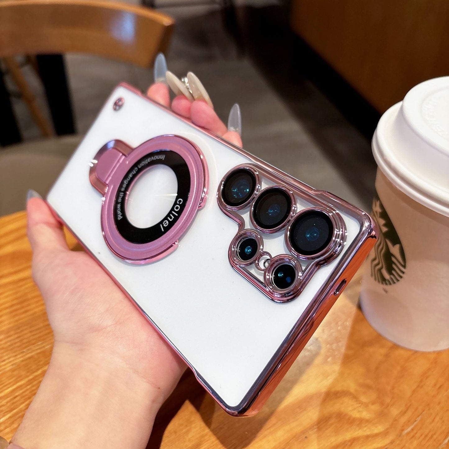 Samsusng Ultra Electroplated Borderless Mobile Phone Case Mganetic Bracket  (Exclusive)