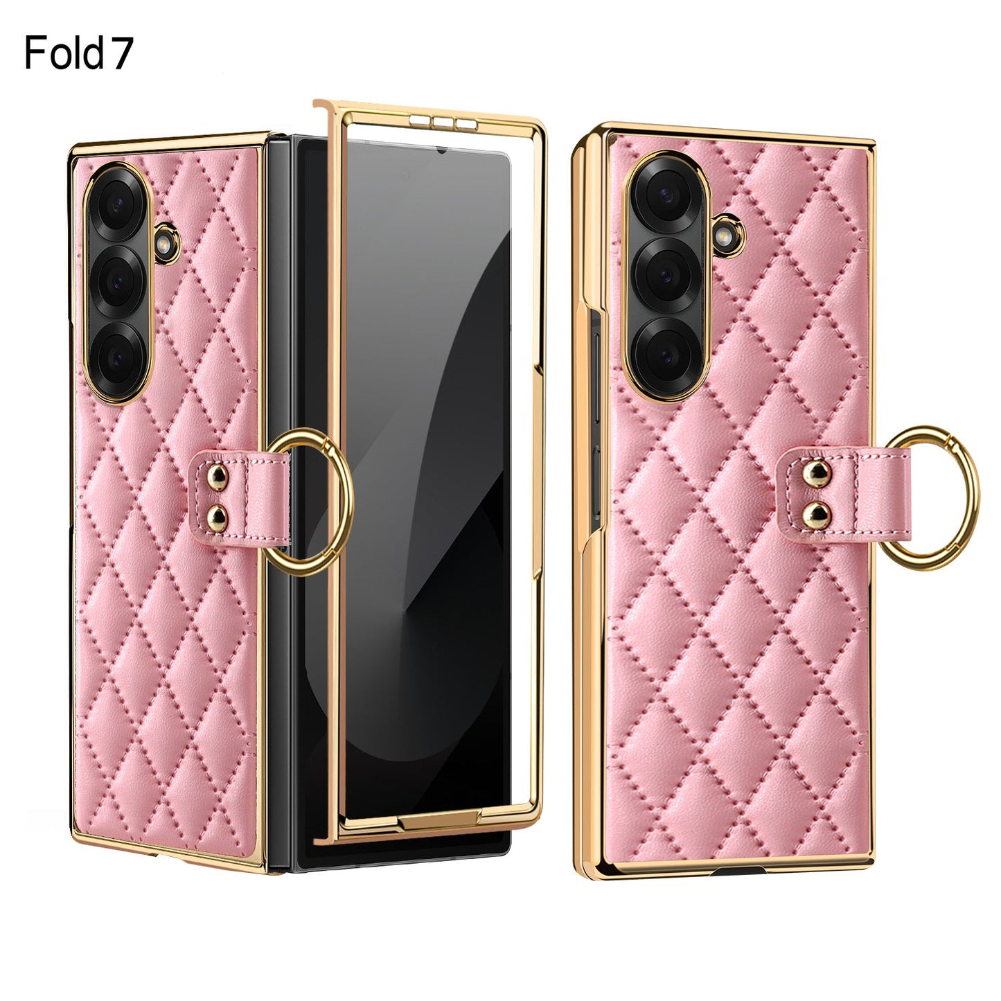 Samsung Fold electroplated ring phone case, Korean style, drop-proof protective case (Exclusive)