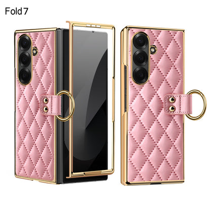 Samsung Fold electroplated ring phone case, Korean style, drop-proof protective case (Exclusive)