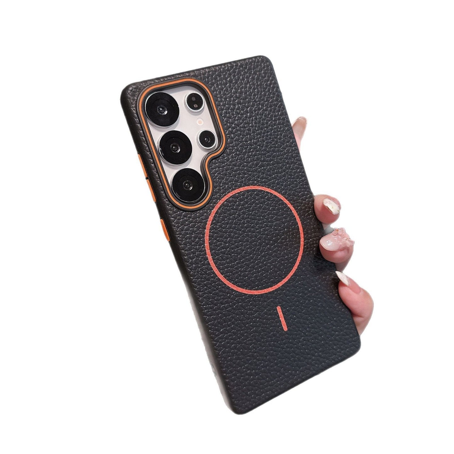 Samsung Ultra series Litchi Pattern Soft Shell Magnetic Case  (Exclusive)