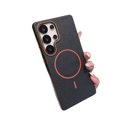 Samsung Ultra series Litchi Pattern Soft Shell Magnetic Case  (Exclusive)