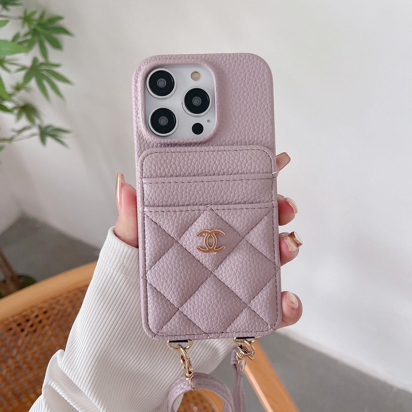Apple Tweed Style Card Diagonal Leather Halter Case (Exclusive)