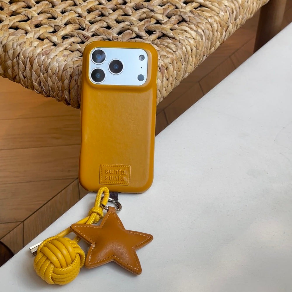 Apple Iphone Leather Star Pendant Mobile Phone Case (Exclusive)