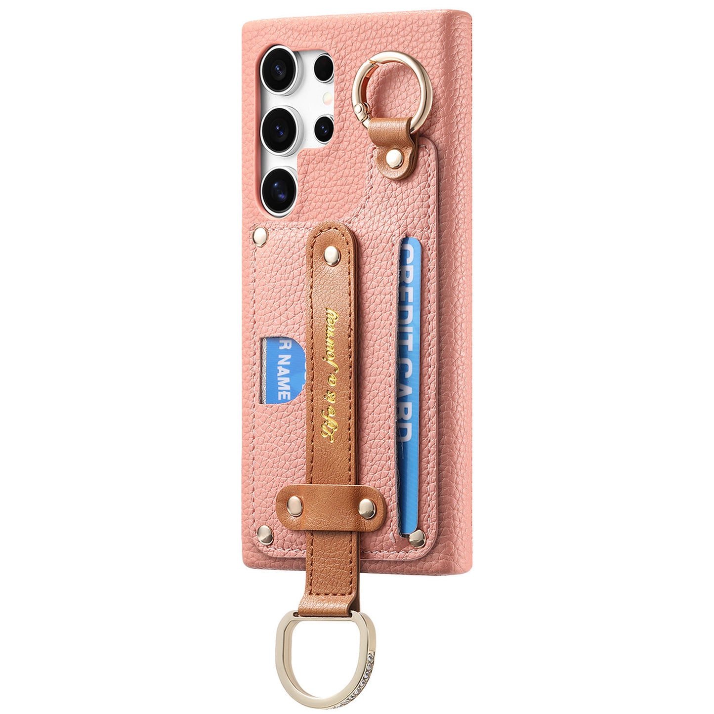Samsung Ultra series Phone Case with Ring, Lychee Pattern (Exclusive)