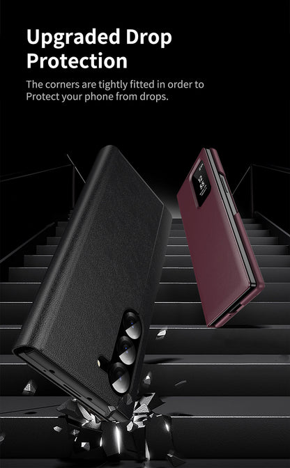 Samsung Fold Series Smart Window Card, Business Leather Case, Flip Cover, Anti-Fall Case (Exclusive)