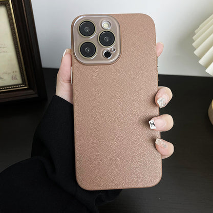 Apple Iphone Litchi Pattern Skin-Feel Crystal Phone Case (Exclusive)