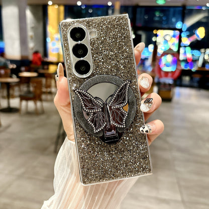Samsung Fold Electroplated Diamond-Encrusted Butterfly Stand Folding Phone Case (Exclusive)