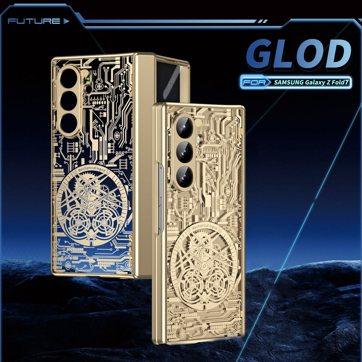 Samsung Z Fold Stacked Screen Electroplated Mechanical Gear Shell Film Cover  (Exclusive)