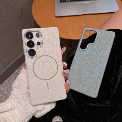 Samsung Ultra series Litchi Pattern Soft Shell Magnetic Case  (Exclusive)