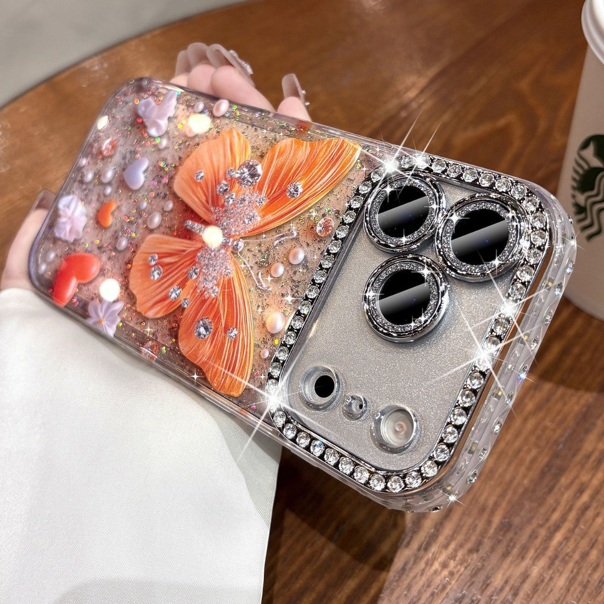 Apple Iphone Rhinestone Butterfly Glitter Lens Case (Exclusive)