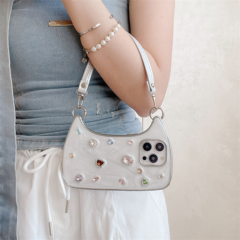 Apple iphone Sparkling Diamond Gemstone Handbag case (Exclusive)